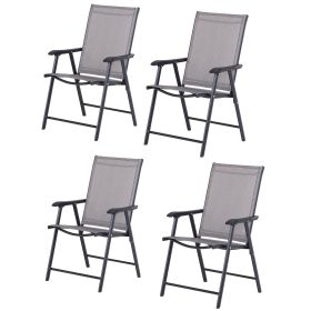 4-piece Patio Folding Chairs, Set with a Simple & Breathable Mesh, Dining Chair with Armrests, for Garden Yard, Camping