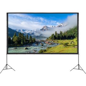 Projector Screen with Stand, 150 inch 16:9 4K 1080 HD Outdoor Movie Screen with Stand, Wrinkle-Free Projection Screen with Tripods and Carry Bag