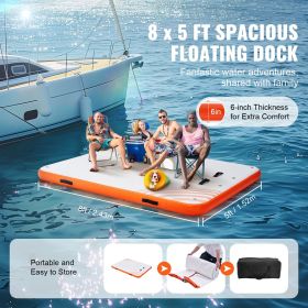 Inflatable Floating Dock, 8 x 5FT Inflatable Dock Platform, Non-Slip Water Floating Dock Mat with Portable Carrying Bag & Detachable Ladder