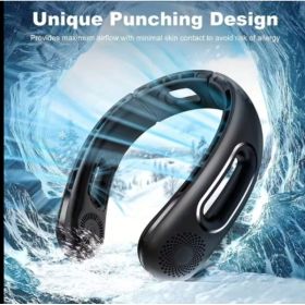 Hands Free Bladeless Neck Fan With Rechargeable Battery (Option: Black)