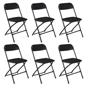6pcs Injection Molding Classic Garden Plastic Folding Chair Black (Option: 6Pcs)