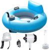 A floating electric inflatable boat featuring a circular foldable electric swimming ring, inflatable water motorboat
