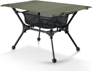 Camping Table, Lightweight Portable Folding Table with Mesh Storage Net, High/Low Options, Ideal for Camping, Hiking, Tailgating, Beach, Picnic (Color: Ranger green)