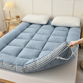 Mattress with checkered three-dimensional edges, 4 colors, Full size (Color: Blue)