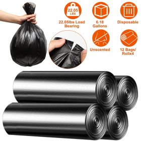4 Rolls Black Garbage Bags 6.18 Gallons Unscented Disposable Trash Bags Portable Leak Resistant Trash Can Liners for Bathroom Office Kitchen Bedr (Color: Black)